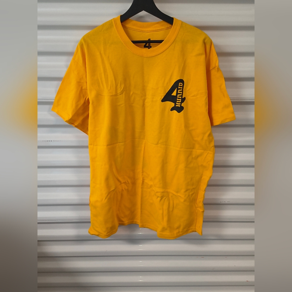 4Hunnid YG Men's T-Shirt Cupid Short Sleeve Crewneck Tee Gold Size XL